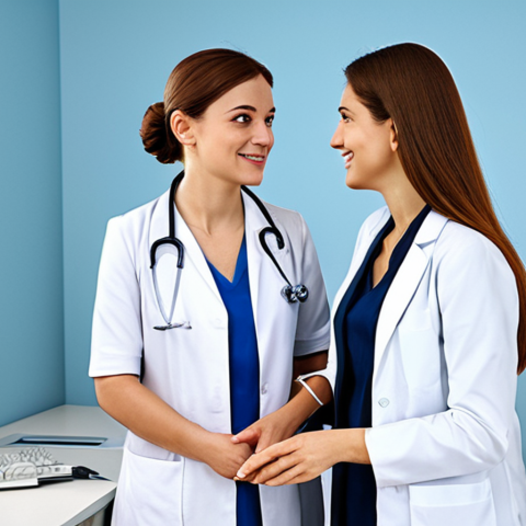 질 건조증 원인과 치료 방법 - Doctor Consultation**
"A female patient, fully clothed in modest attire, consults with a friendly f...